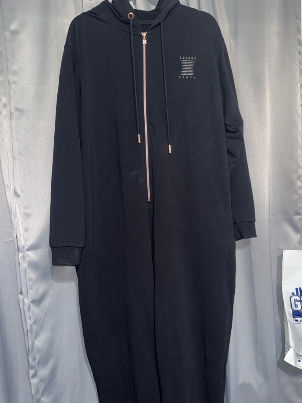 Savage X Fenty Black Zip-Up Hooded Jumpsuit